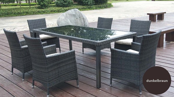 Poly rattan tischgruppe design mbel sthle tisch glasplatte, braun Poly rattan tischgruppe design mbel sthle tisch glasplatte, braun