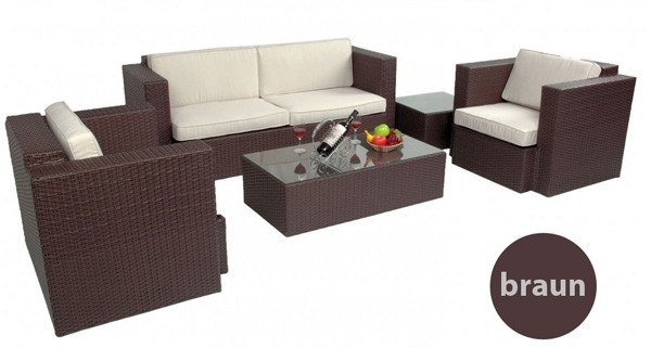 POLYRATTAN BRAUN GARTENMÖBEL SITZGRUPPE LOUNGE 2erSofa, 2 Sessel, 1 Lounge Sessel Chesterfield Polyrattan Braun ~ POLYRATTAN BRAUN GARTENMÖBEL SITZGRUPPE LOUNGE 2erSofa, 2 Sessel, 1